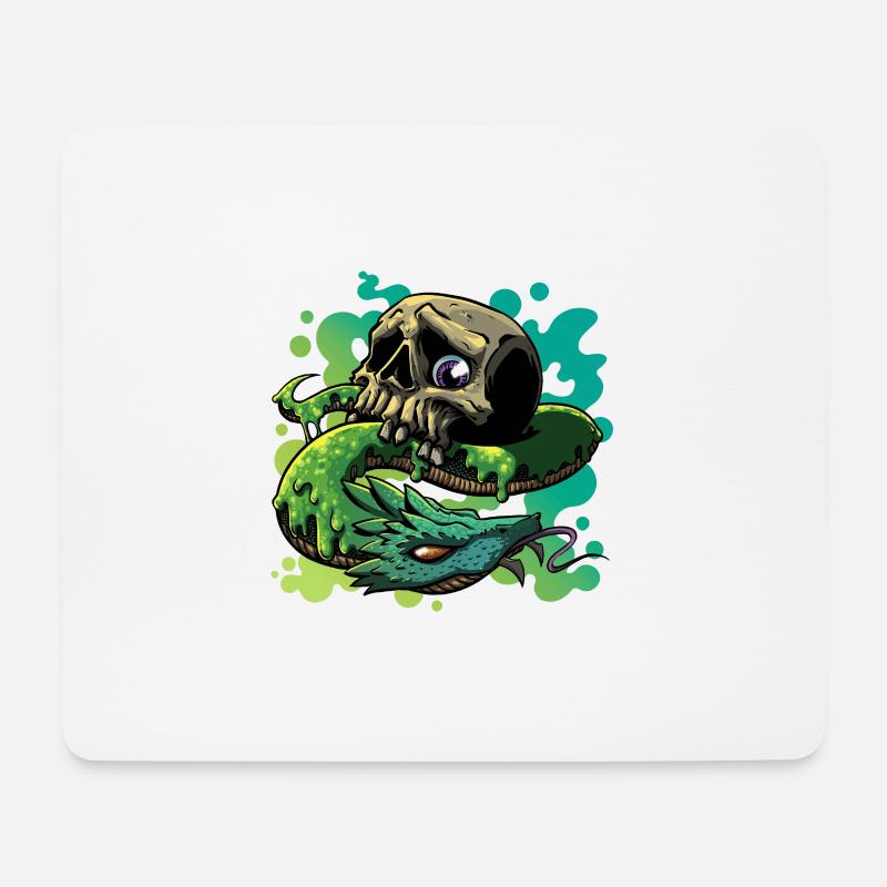 Neon Schlange Schädel - Mousepad (Querformat) - Weiß