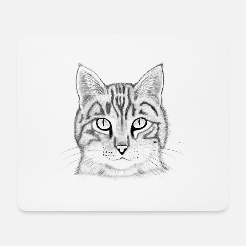 Katzenkopf gezeichnet - Mousepad (Querformat) - Weiß