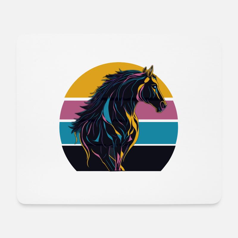 Stallion Pferd Sunset - Mousepad (Querformat) - Weiß