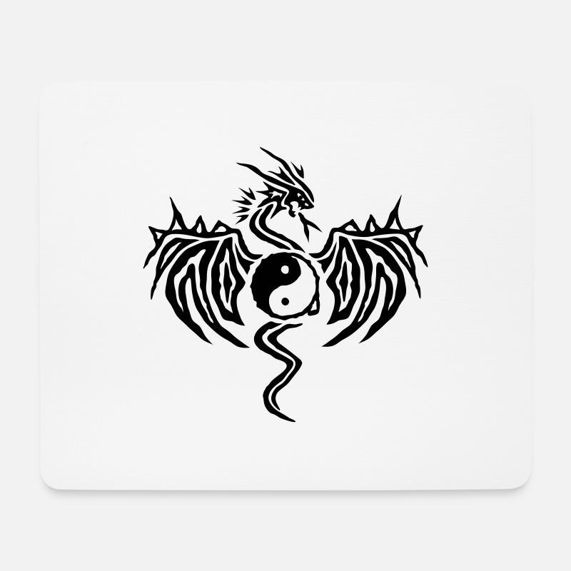 Yin Yang Dragon - Mousepad (Querformat) - Weiß