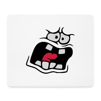 Schreiendes Ängstliches Comic Cartoon Gesicht - Mousepad (Querformat) - Weiß - Vorne