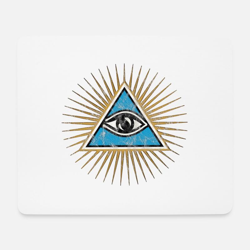 Allsehendes Auge, Dreieck, Pyramide, Vintage, Gott - Mousepad (Querformat) - Weiß