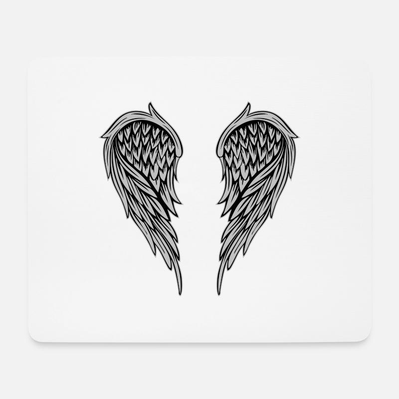 Flügel Silber - Mousepad (Querformat) - Weiß