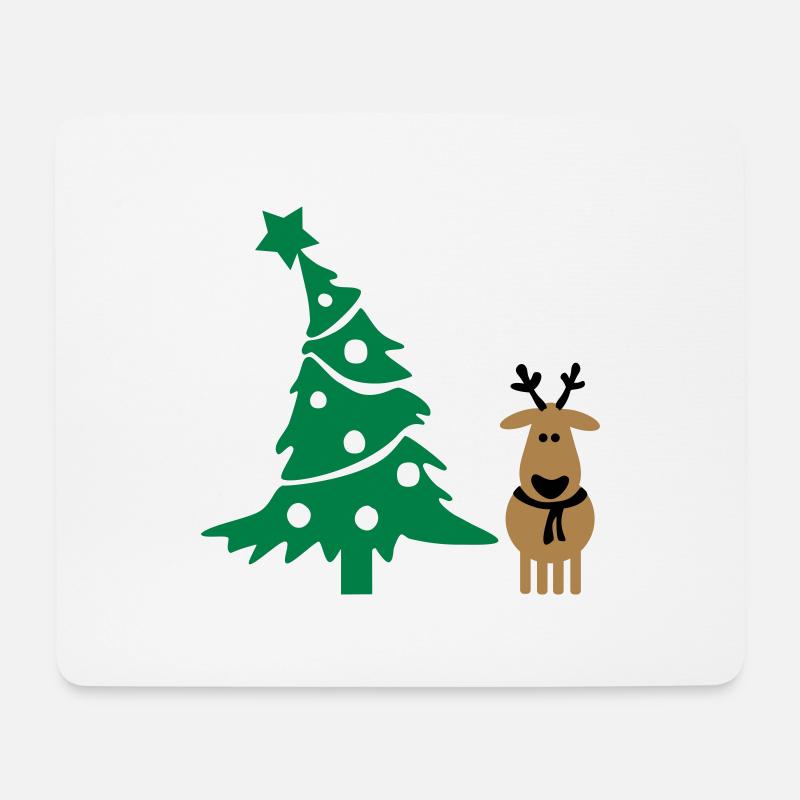 Rentier & Weihnachtsbaum - Mousepad (Querformat) - Weiß