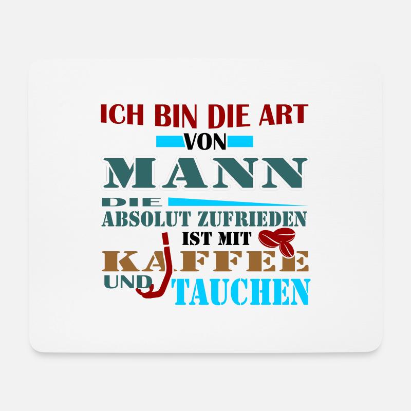 Taucher Shirt · Kaffee und Tauchen · Geschenk - Mousepad (Querformat) - Weiß