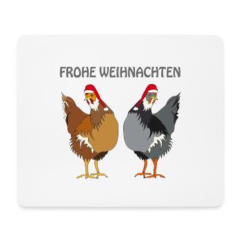Frohe Weihnachten mit Hühner - Mousepad (Querformat) - Weiß - Vorne