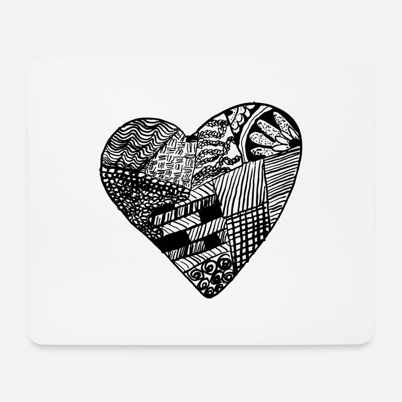 Doodle heart - Mouse Pad (horizontal) - white
