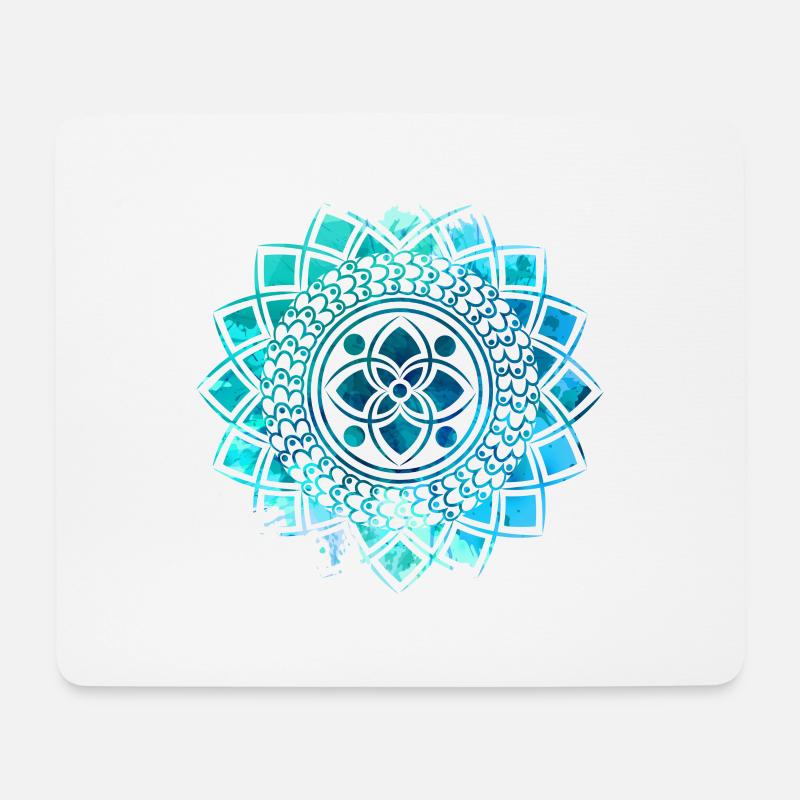 Mandala - Blau - Mousepad (Querformat) - Weiß