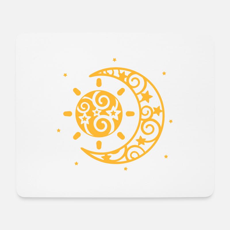 Sonne, Mond und Sterne - Mousepad (Querformat) - Weiß