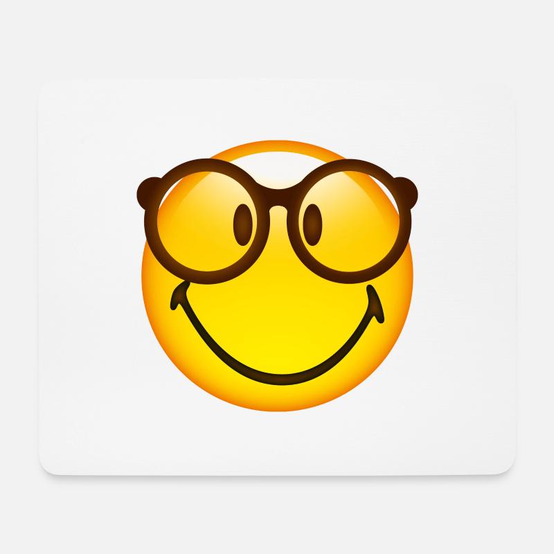 Smiley Glossy Nerd - Mousepad (Querformat) - Weiß