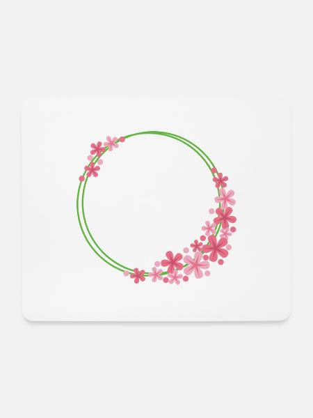 Blumen Rahmen Rund - Mousepad (Querformat) - Weiß