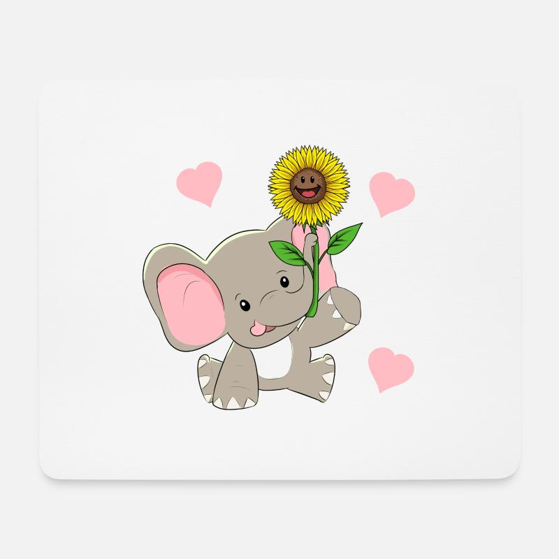 Herzen Sonnenblume Kinder Baby Elefant Geburt Kind - Mousepad (Querformat) - Weiß