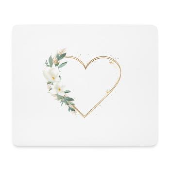 Herz Blumen personalisierbar - Mousepad (Querformat) - Weiß - Vorne
