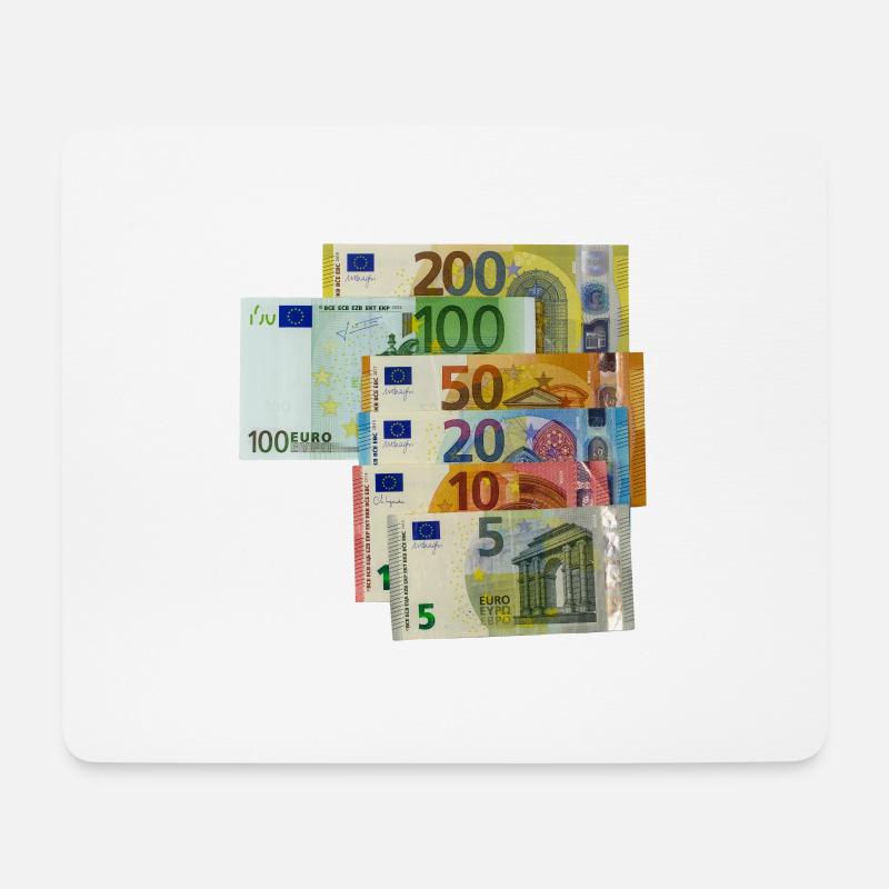 euro banknotes on white background - Mousepad (Querformat) - Weiß