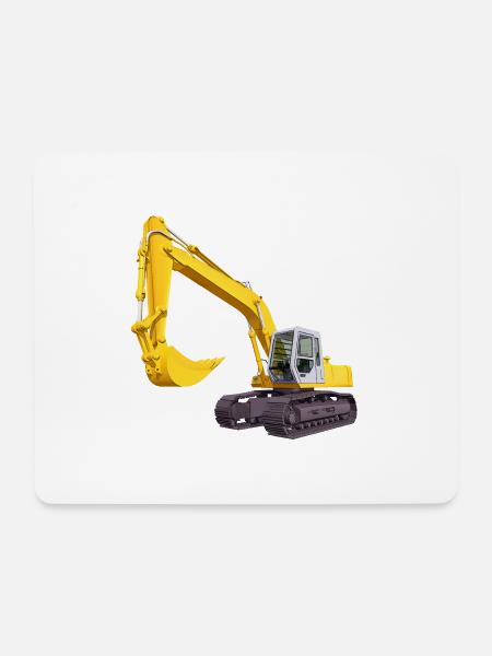 Gelber Bagger, Schaufelbagger - Mousepad (Querformat) - Weiß