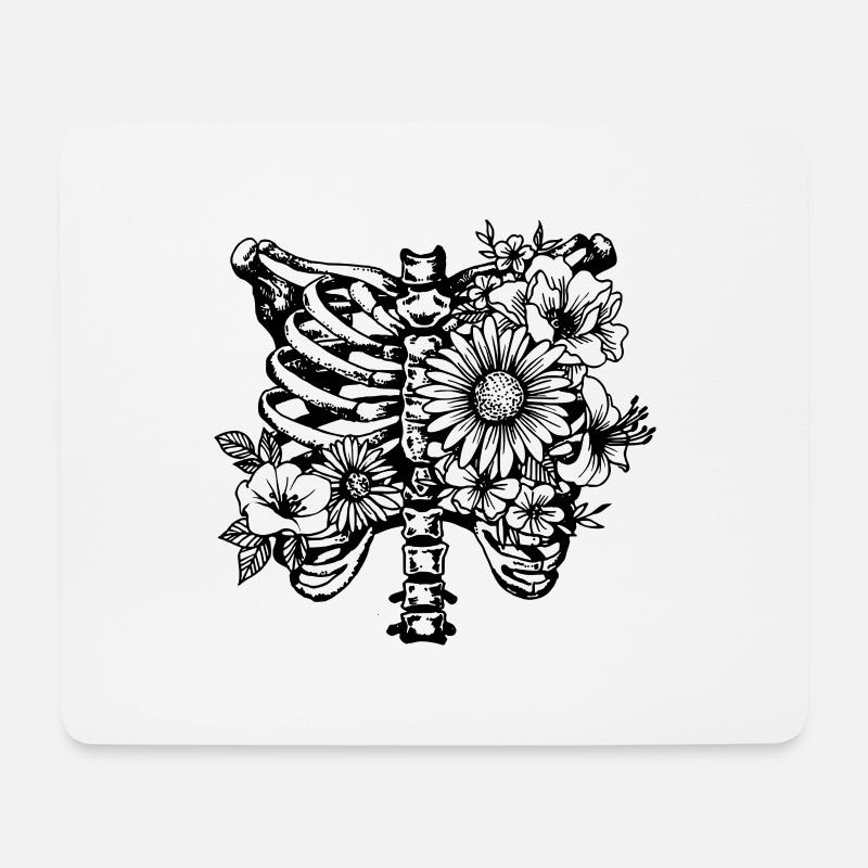 Rippenkäfig Blumen - Mousepad (Querformat) - Weiß