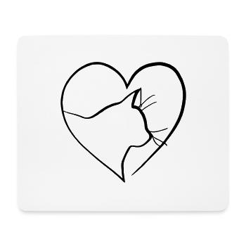 Katzen Liebe Herz Line Art Geschenkidee - Mousepad (Querformat) - Weiß - Vorne