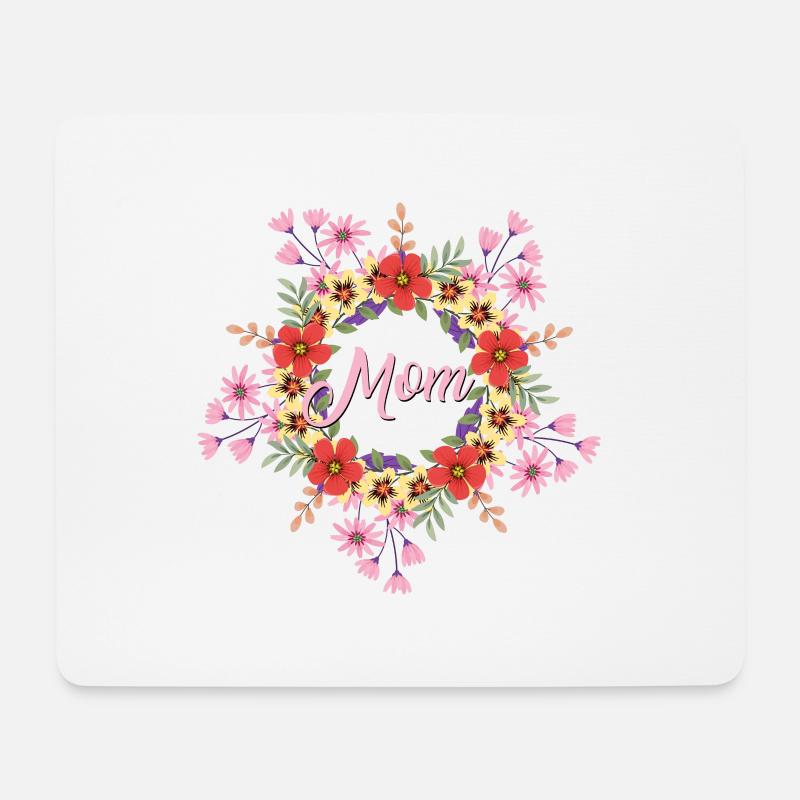 Mama - mit Blumen - Mousepad (Querformat) - Weiß