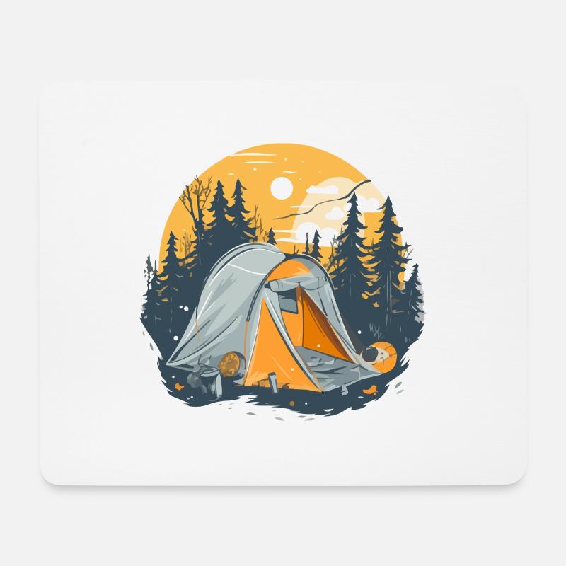 Camping en forêt - Tapis de souris (format paysage) - blanc