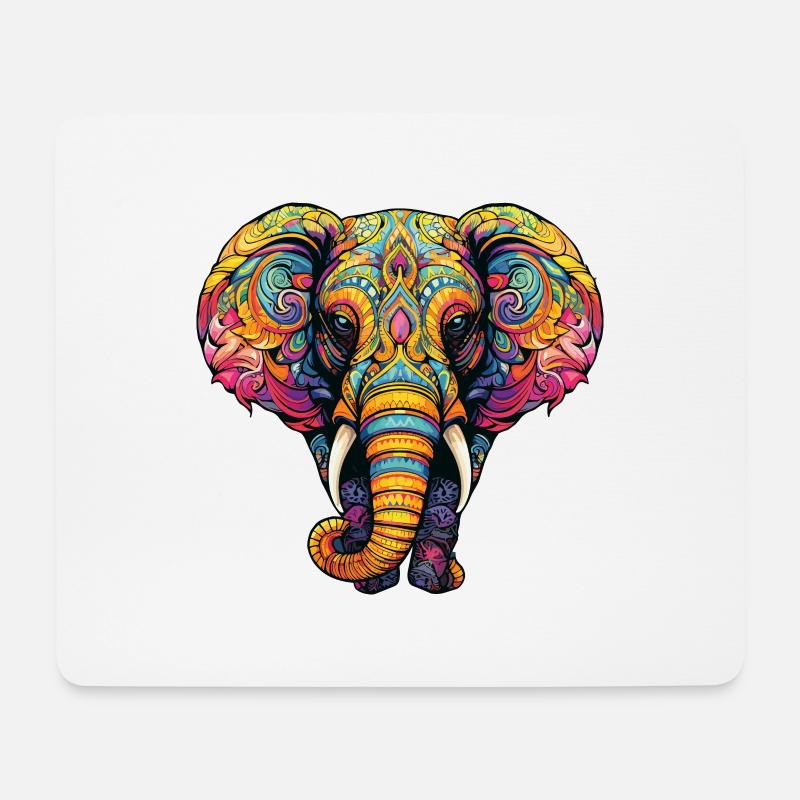 Farbenfroher Elefanten-Traum im Mandala Stil - Mousepad (Querformat) - Weiß