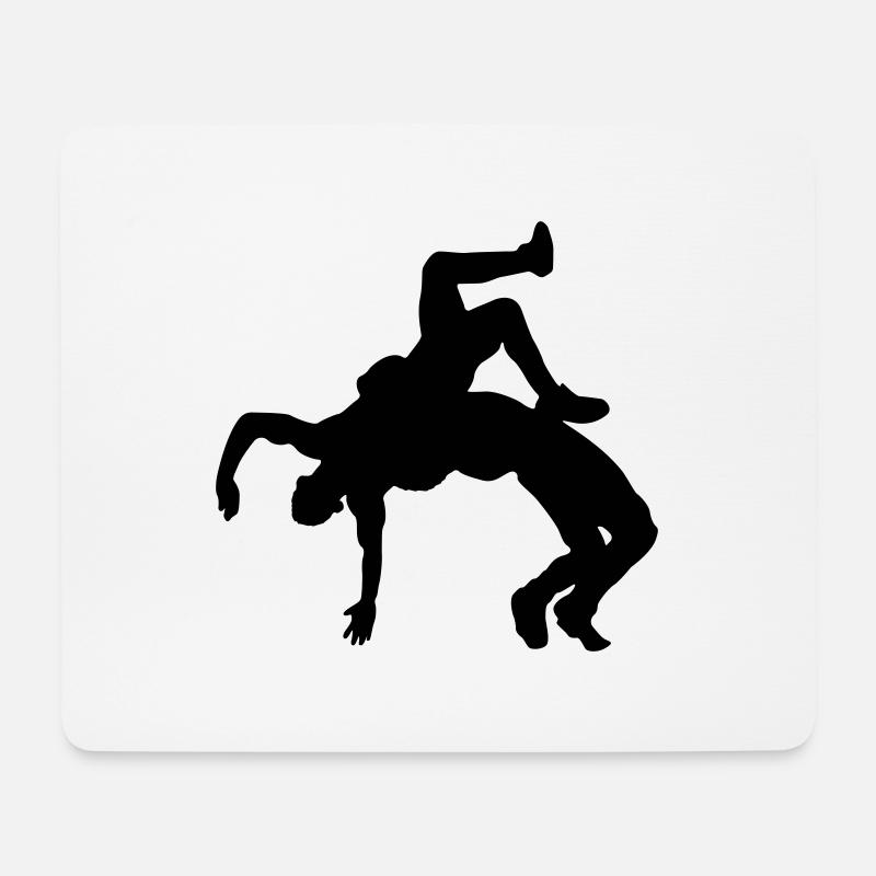 ringen silhouette - Mousepad (Querformat) - Weiß
