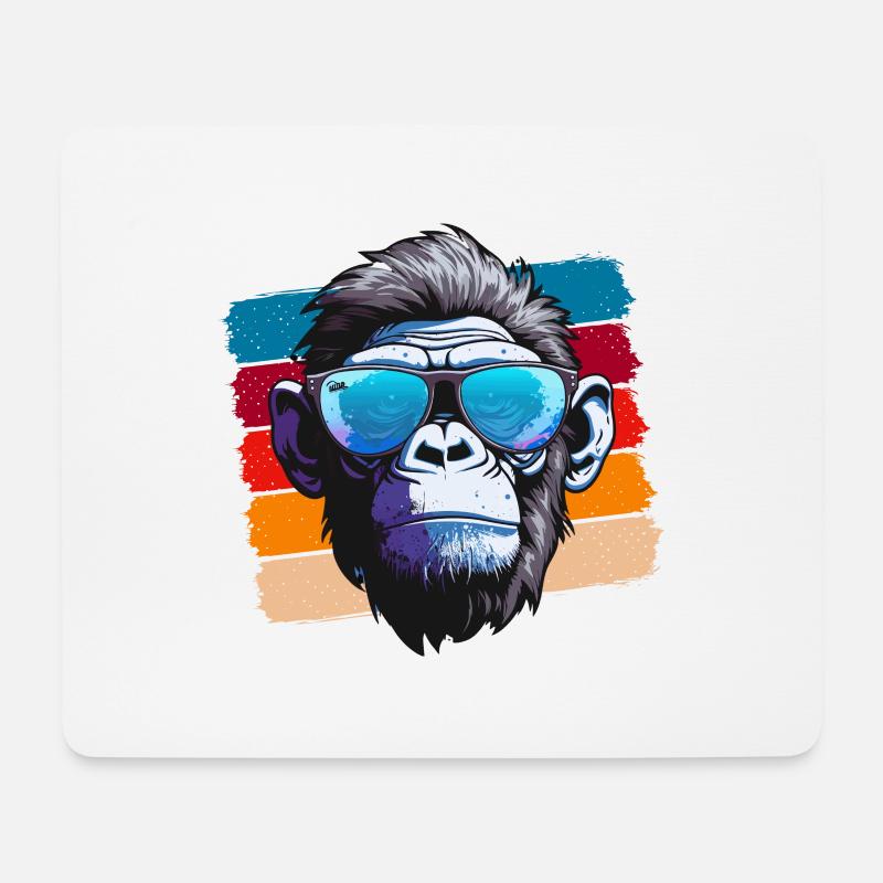 Cool Monkey - Mousepad (Querformat) - Weiß