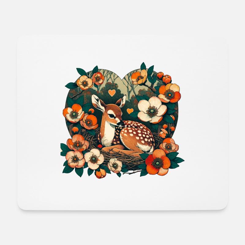 Frühlings-Rehkitz - Mousepad (Querformat) - Weiß