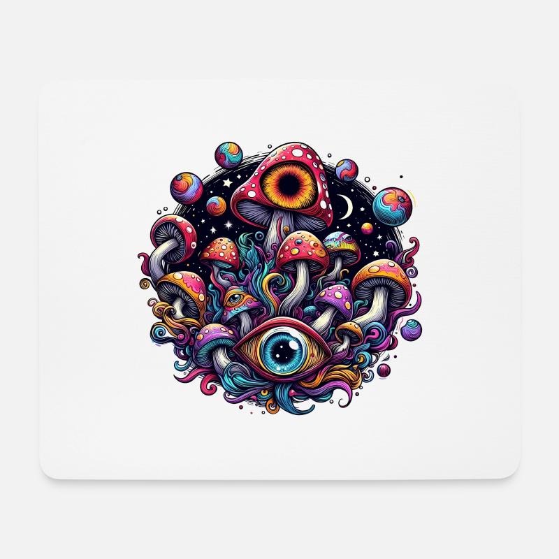 Psychedelic Mushroom Magic - Mousepad (Querformat) - Weiß
