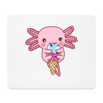 Cute Axolotl eating an ice cream - Mouse Pad (horizontal) - white - Front