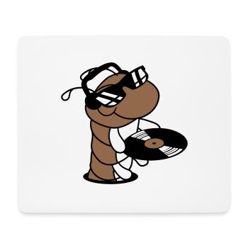 DJ Caterpillar Vinyle Disque Lunettes De Soleil Musique de Fête - Tapis de souris (format paysage) - blanc - Devant