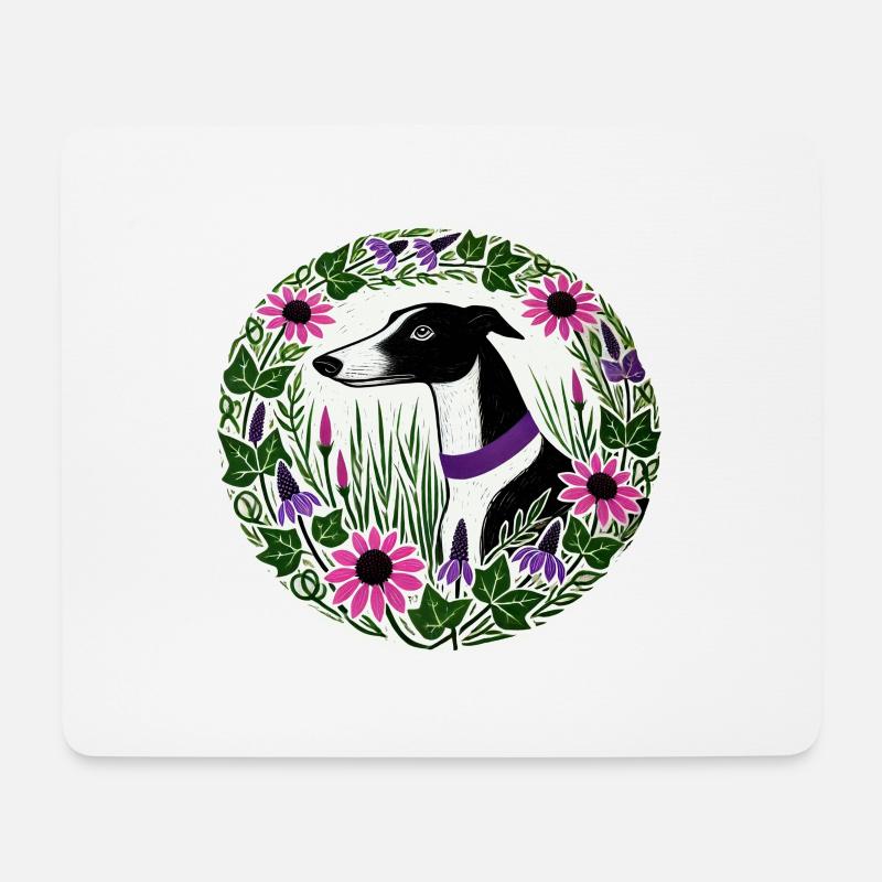 Black and White Greyhound - Mouse Pad (horizontal) - white