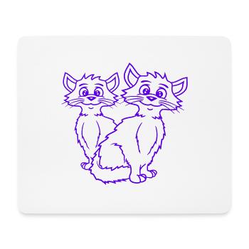 Two Happy Cats 2 Friends Couple Team Couple - Mouse Pad (horizontal) - white - Front