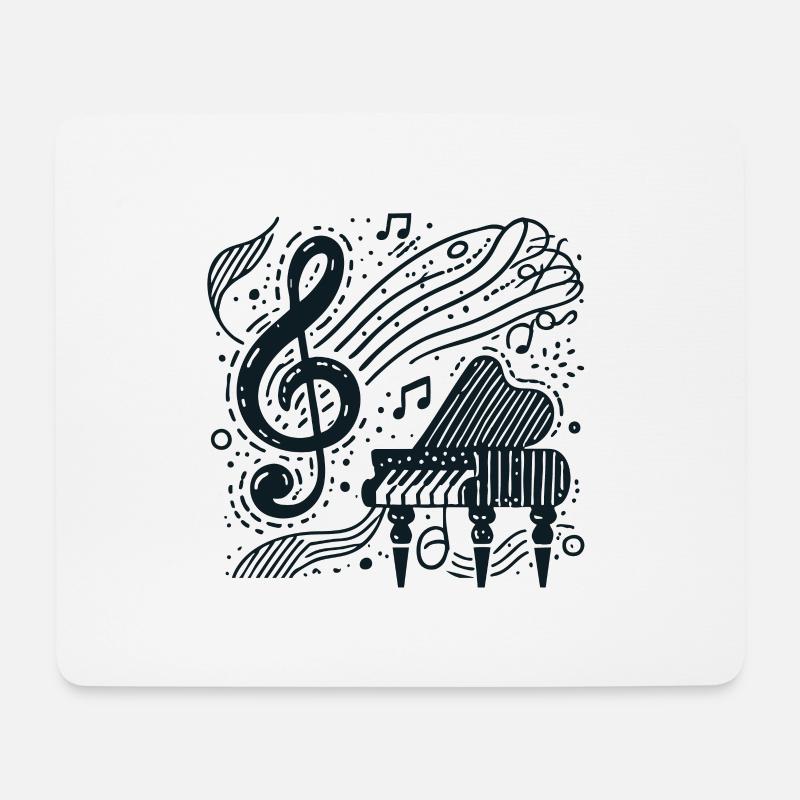 Abstrakte Klavier- und Musikschlüssel Illustration - Mousepad (Querformat) - Weiß