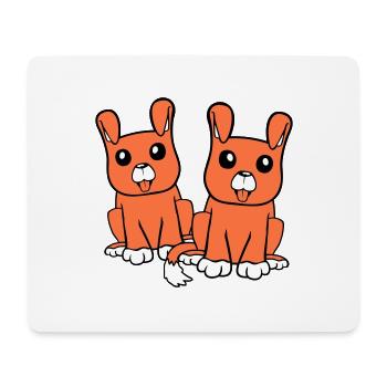 2 chiens équipe assis deux amis équipage heureux - Tapis de souris (format paysage) - blanc - Devant