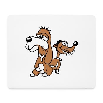 2 chiens équipe stupide deux amis équipage malheureux - Tapis de souris (format paysage) - blanc - Devant