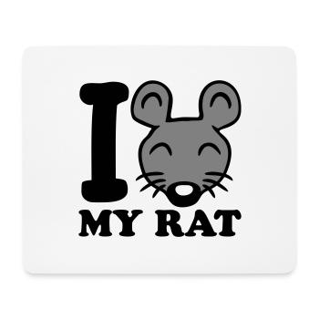 I Love My Rat Text Spruch Maus Süße Kleine Ratte - Mousepad (Querformat) - Weiß - Vorne