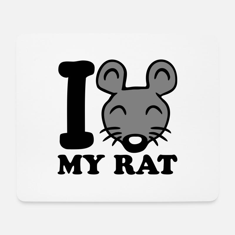 I Love My Rat Text Spruch Maus Süße Kleine Ratte - Mousepad (Querformat) - Weiß