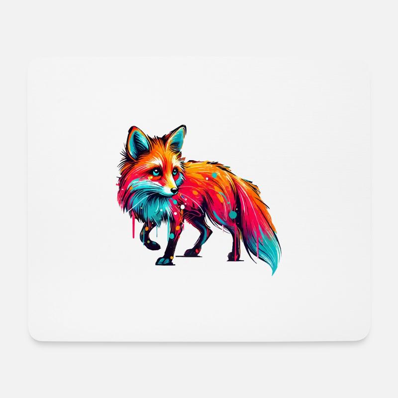 Peinture Fox - Tapis de souris (format paysage) - blanc