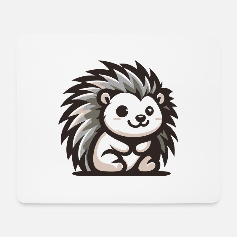 Igel graues und weißes Fell - Mousepad (Querformat) - Weiß