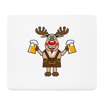 148 Hirsch Rudi Bier besoffen lustig - Mousepad (Querformat) - Weiß - Vorne