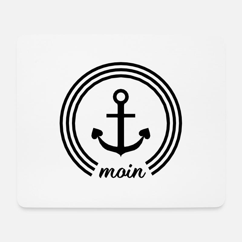 Moin Anker mit Herz - ahoy anchor - Mousepad (Querformat) - Weiß