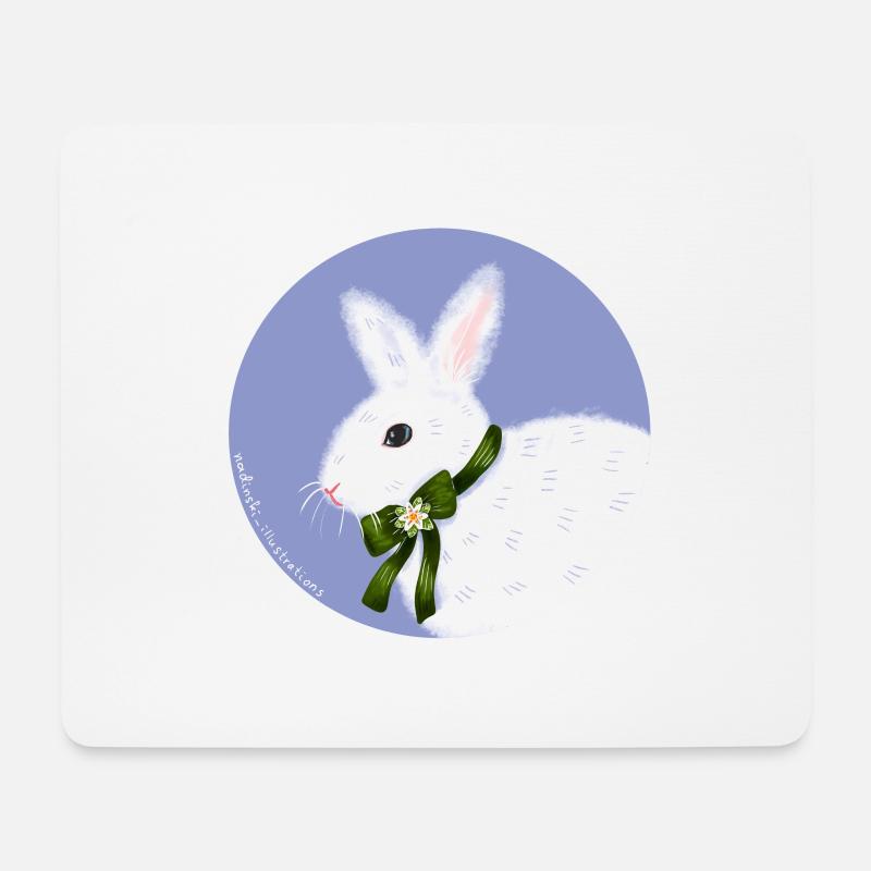 Weißer Hase - Mousepad (Querformat) - Weiß