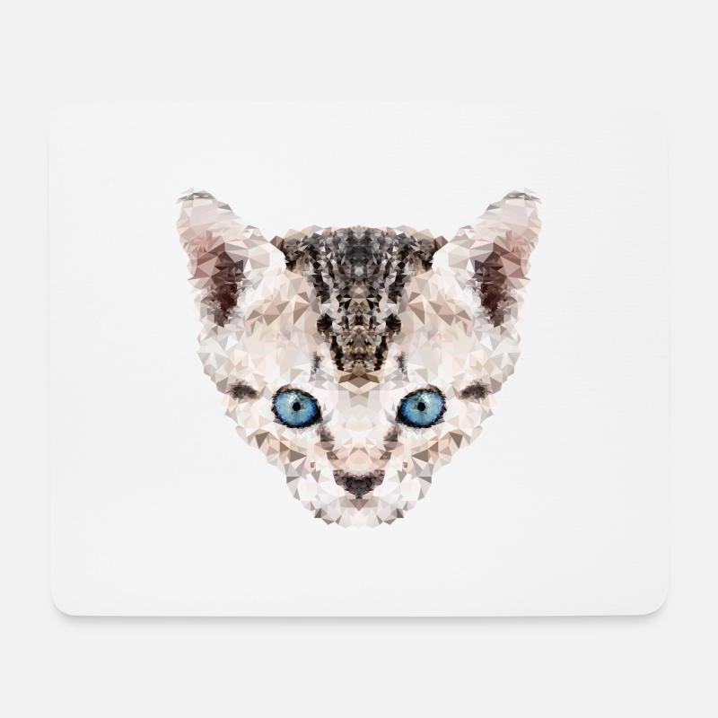 Polygonkatze, Hauskatze, blaue Augen - Mousepad (Querformat) - Weiß