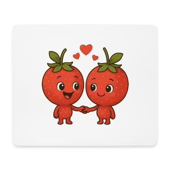 Fraises avec cœurs - Tapis de souris (format paysage) - blanc - Devant