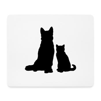Dog with cat / dog with cat / chien avec chat - Mouse Pad (horizontal) - white - Front