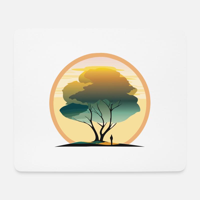 Morgenglanz: Baum des Erwachens - Mousepad (Querformat) - Weiß