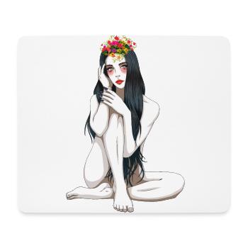 Blumenkind Fantasy sexy Girl nackte Frau Elfe - Mousepad (Querformat) - Weiß - Vorne