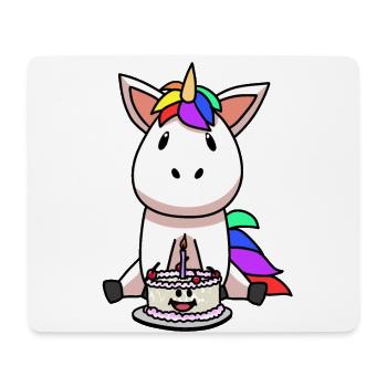 Licorne Gâteau d’anniversaire Gâteau enfant - Tapis de souris (format paysage) - blanc - Devant
