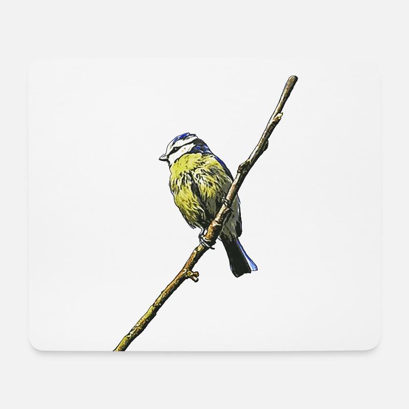 Blaumeise - Mousepad (Querformat) - Weiß