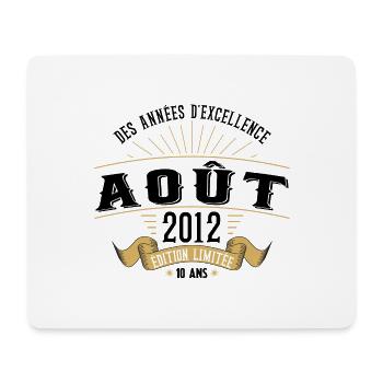 10 Ans Anniversaire Vintage Né(e) en Août 2012 - Tapis de souris (format paysage) - blanc - Devant